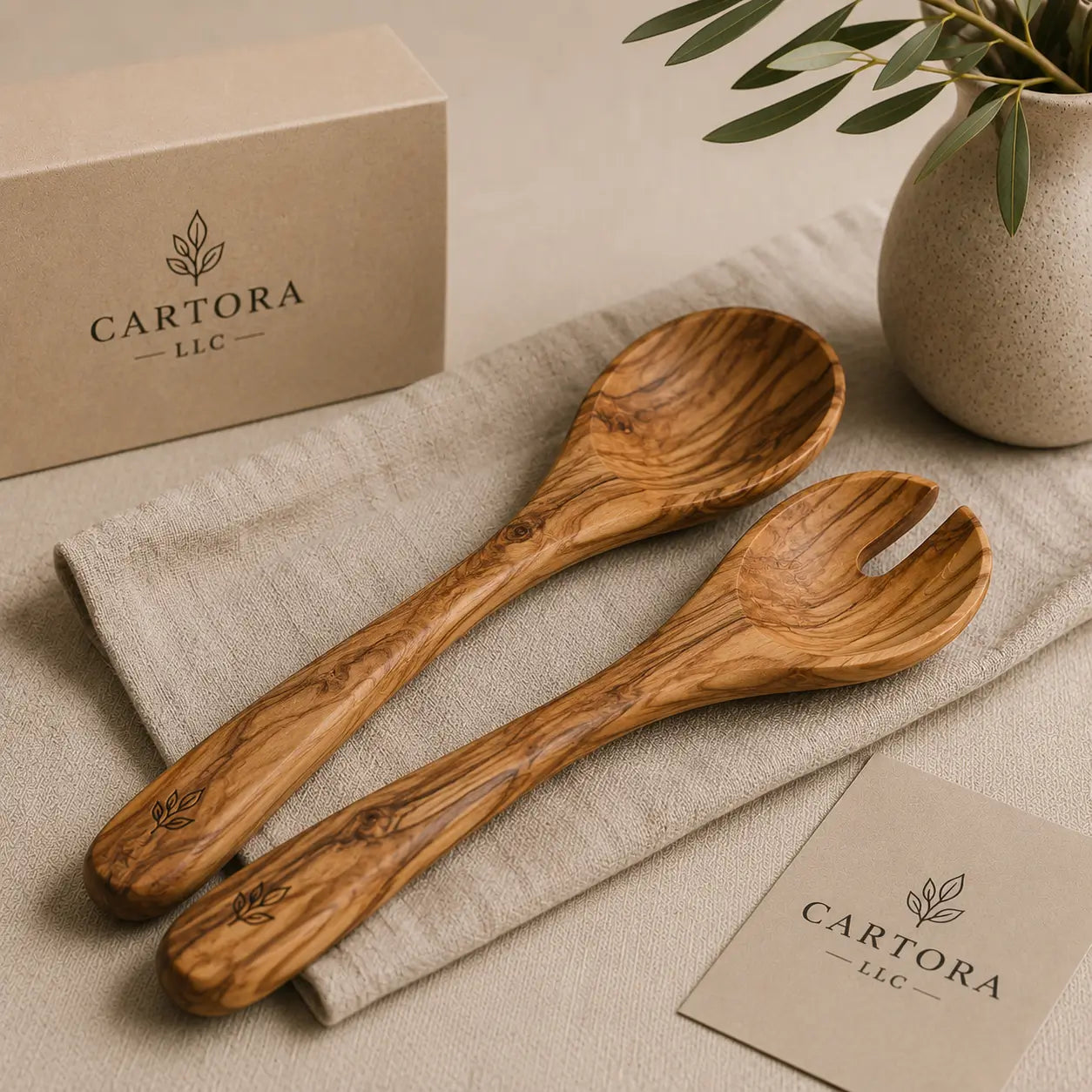 Olive Wood Salad Servers